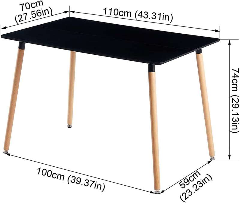 Black Dining Room Table With 6 Padded Grey Chairs
