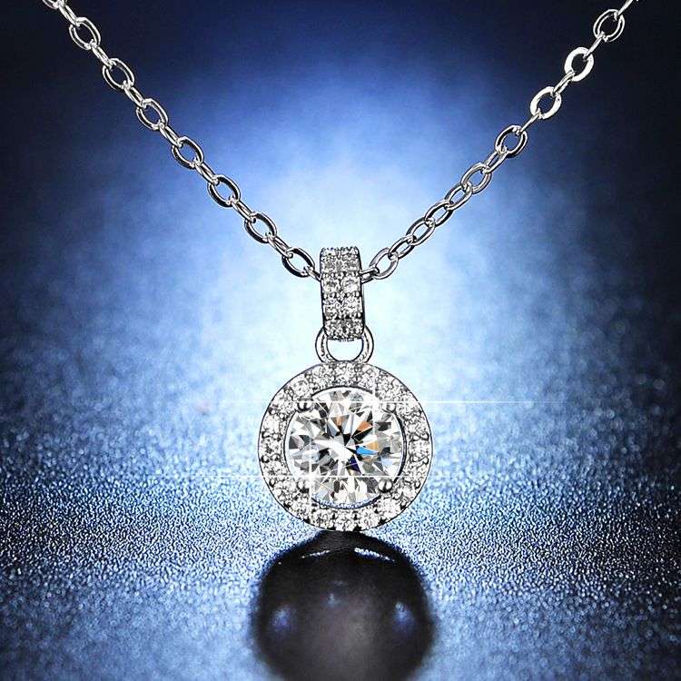 Zirconia Pendant Necklace Earrings Ring Set - Round