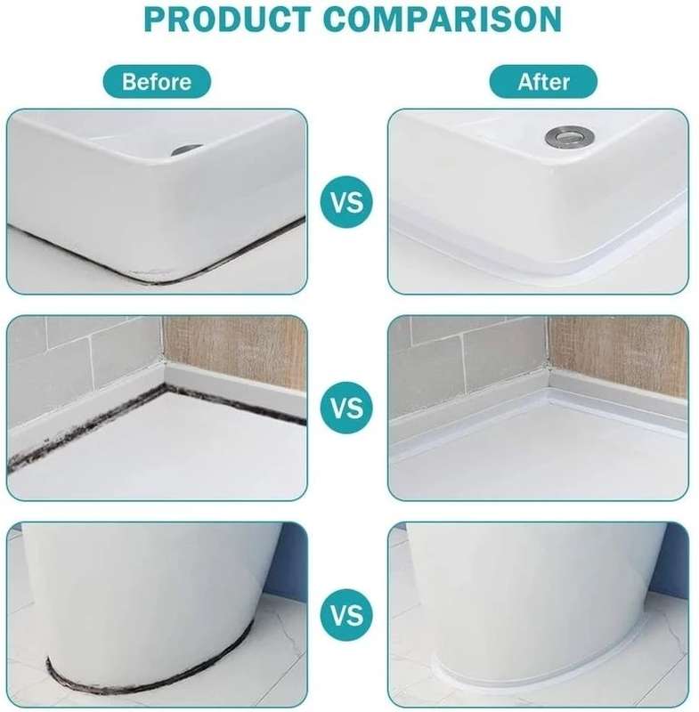 Caulk Tape Self Adhesive Bath & Kitchen Seal Tape -Waterproof - White
