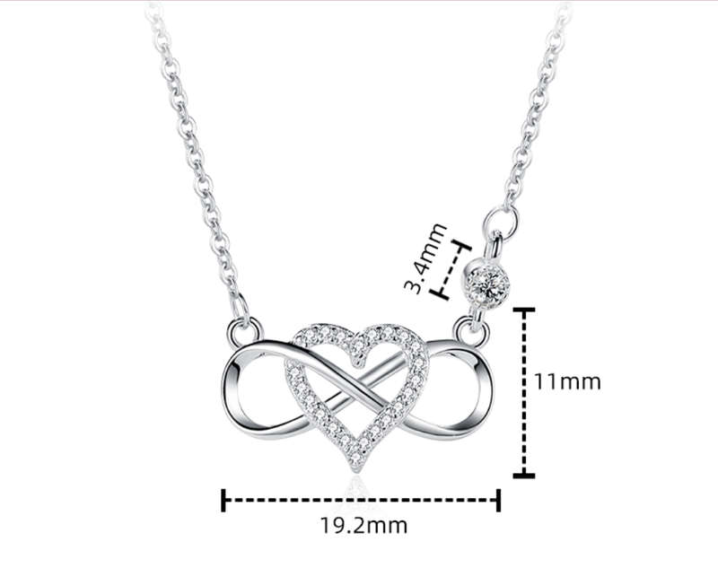 925 Sterling Silver Infinity Heart Necklaces - Silver