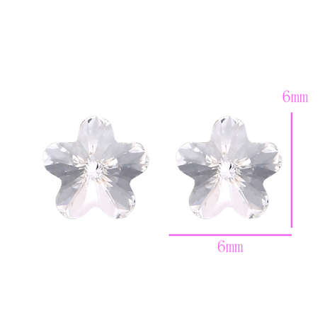 Crystal Sakura Flower Stud Earrings - White