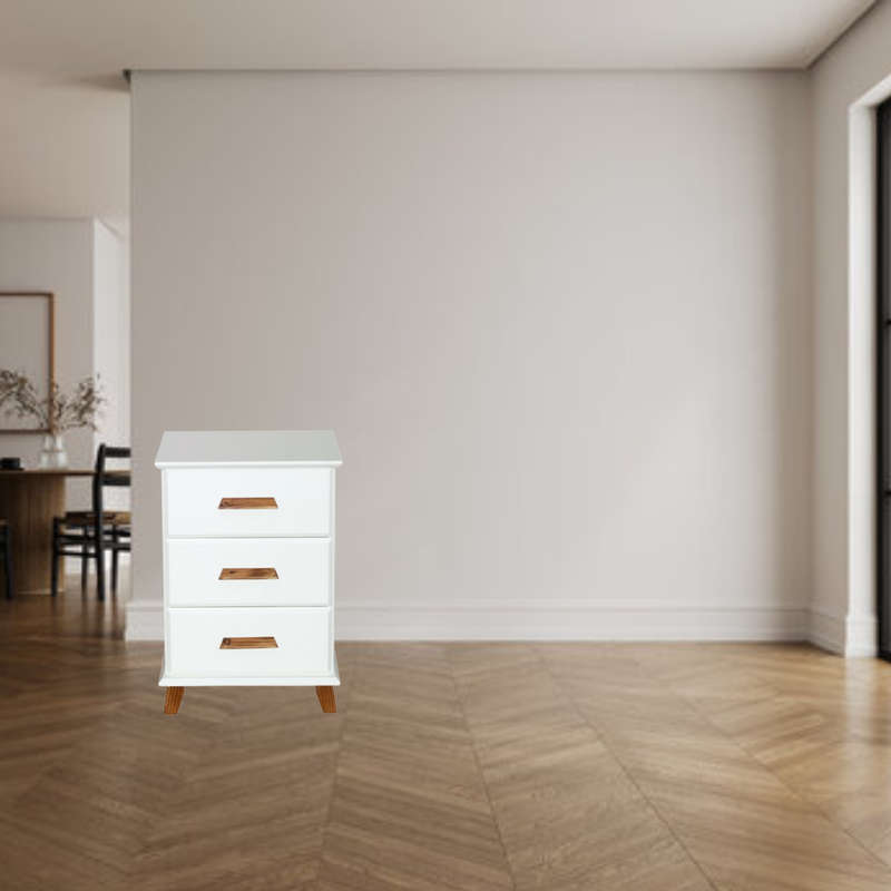 Pedestal- 3 Drawers -White
