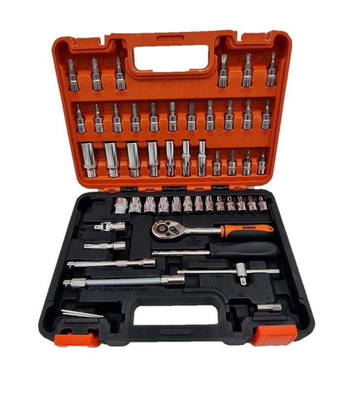 53 Piece Ratchet Socket Wrench Set 1/4` DR