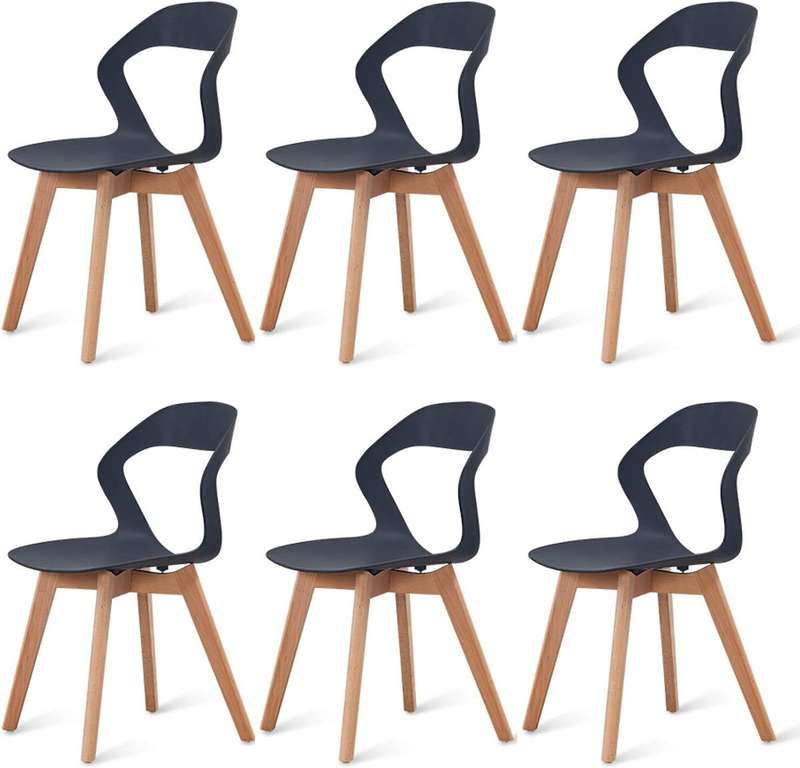Plastic Kitchen Chair 6 Pack - Black