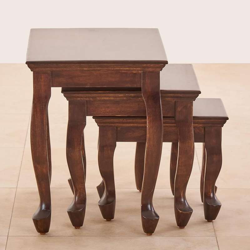 Coffee Table Set-Three Piece - Laminate Foil Finish - Brown Colour