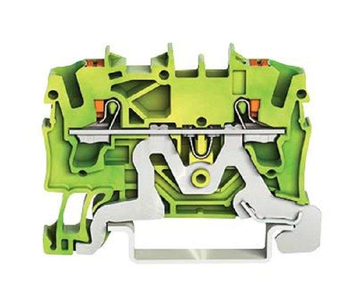 Wago (2202-1207) DIN Rail Mount Terminal Block, Ground, 2 Ways