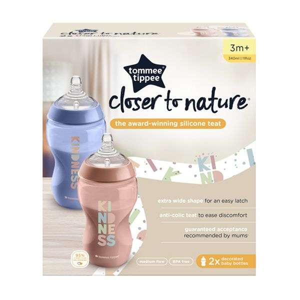 Tommee Tippee - Decorated 340ml Bottles 2 pack - Kindness