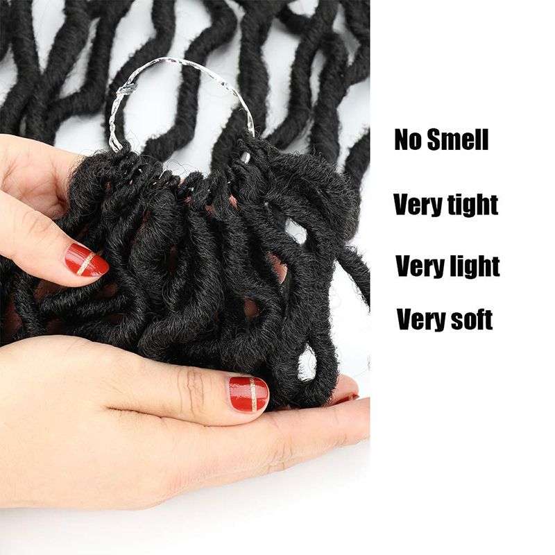 18" Wavy Gypsy Locs Ombre Crochet Hair African Roots Braiding Hair - Black