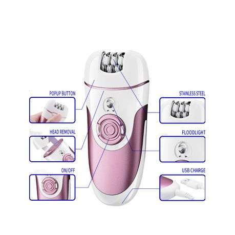 4in1 Heads Portable Women Rechargeable Electric Shaver Epilator