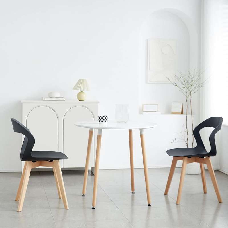 Plastic Kitchen Chair in Black-2 Pack