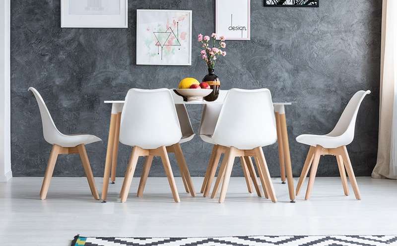 Dining Suites / Sets -Table (1.5 M) with 6 Padded Chairs -White Colour