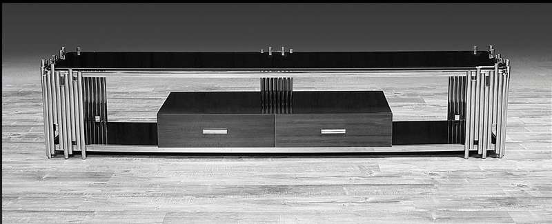 Smart TV/ Plasma Stands - Tempered Glass Top - Wooden Drawers - Silver