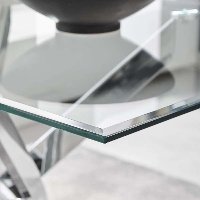 Glass Top Dining Table- Silver Legs
