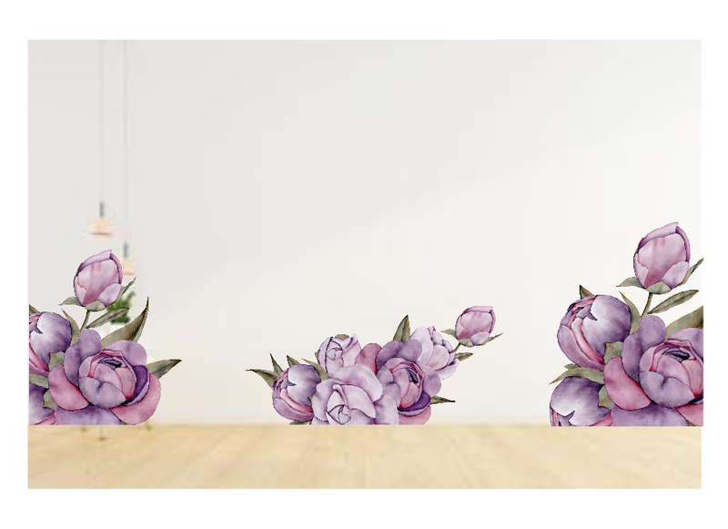 Peony Flowers Wall Vinyl Stickers - Pack of 3 - Wall Art - Vinyl Stickers - For Office or Living Spa