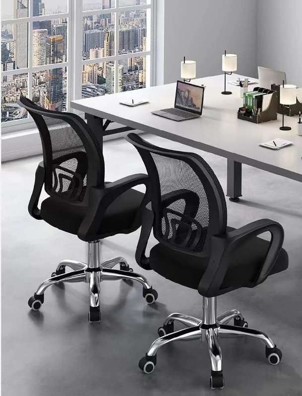 Office Chairs - Mesh Fabric Mid-Back -2 Pack -Black Colou
