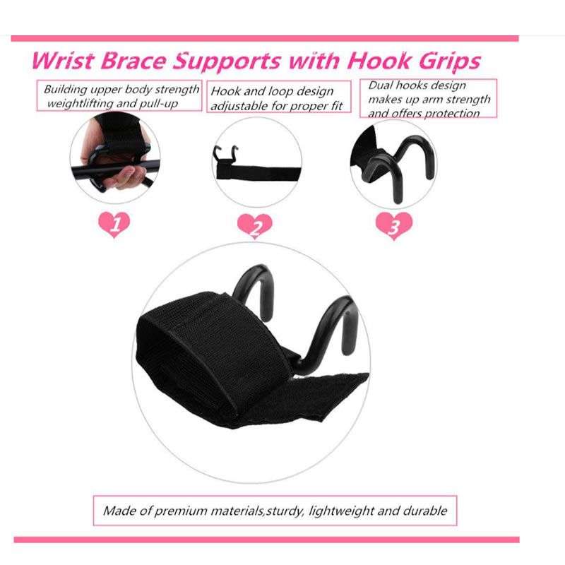 Weight Lifting Hooks with Wrist Straps TJ-6 x 2