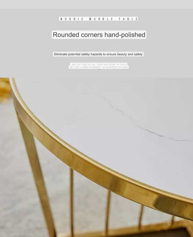 White, Gold Ceramic Round Coffee Table