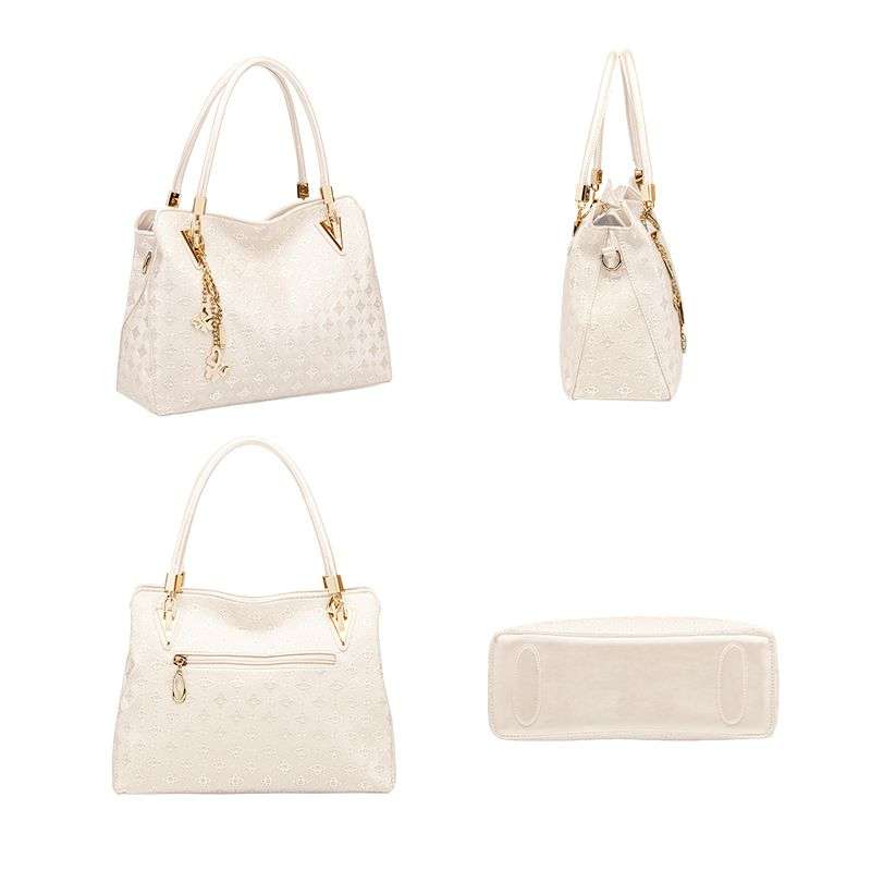 4 Pieces Purses And Handbags For Women Shoulder Tote Bag Set - White
