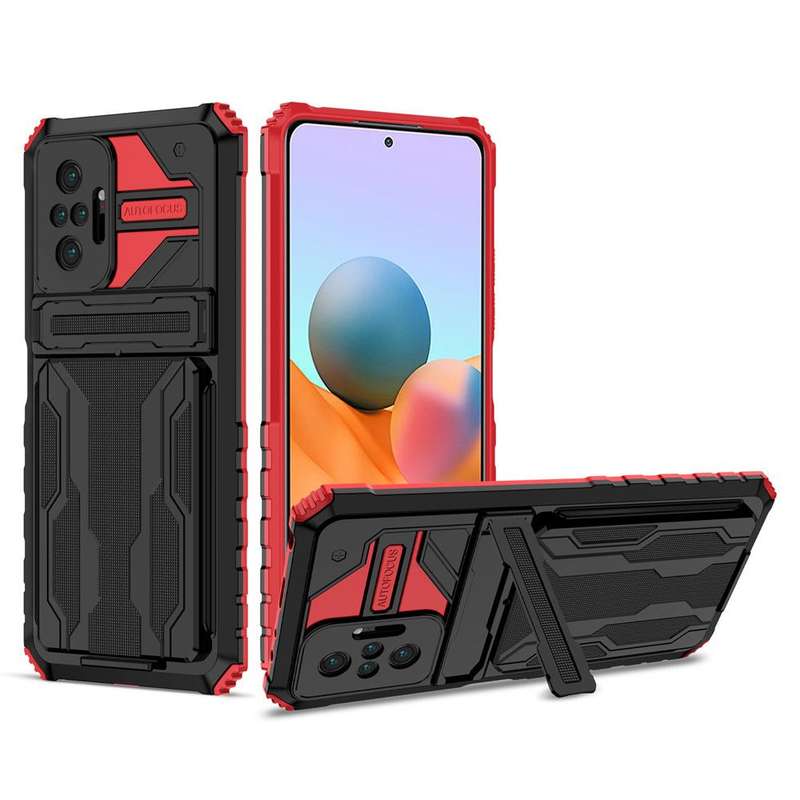 Sliding hidden wallet shockproof protective case for Samsung Redmi iPhone