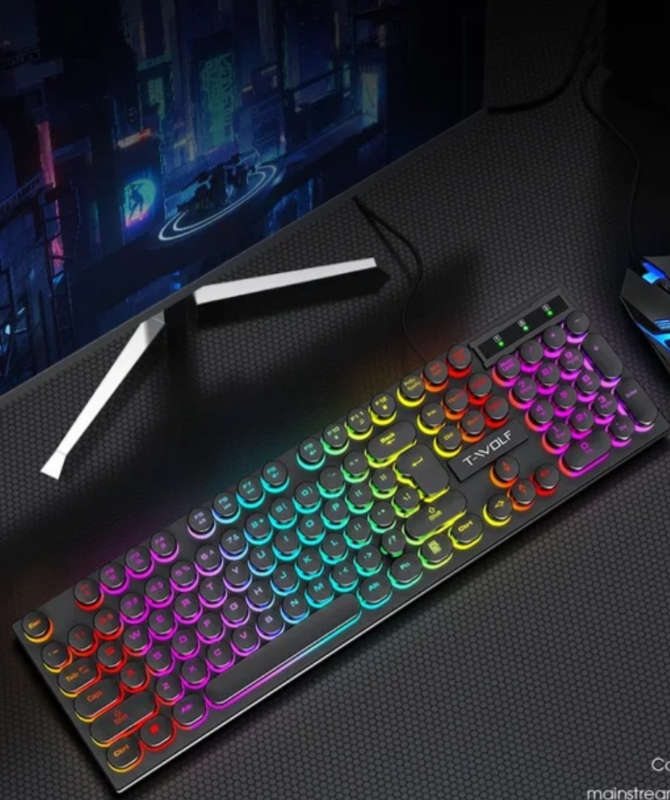 T-WOLF T80 PUNK RETRO Rainbow Gaming Keyboard