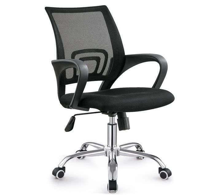 Office Chair with Chrome Base - Black Colour