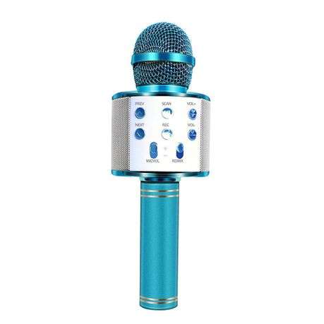 Bluetooth wireless karaoke microphone - Blue, Silver