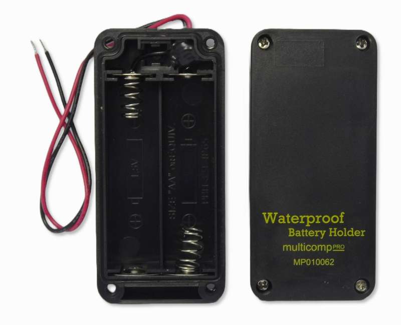 Multicomp Pro (MP010062) Battery Holder - 2xAA Size, 150mm, Screw, IP65