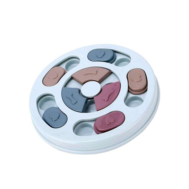 Interactive Dog Round Puzzle Game Toy Treat Dispenser Slow Feeder - Pink