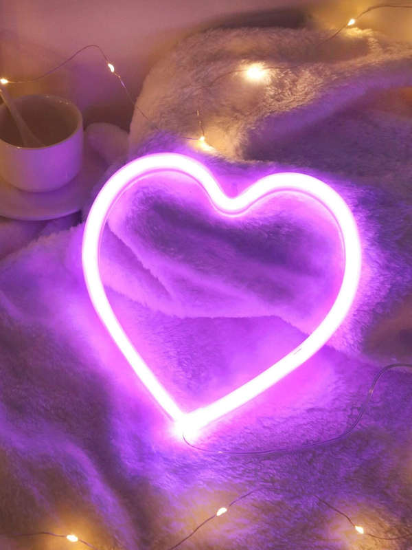 Heart Shape Neon LED Wall Decoration Hanging Light Room Deco Desk Light