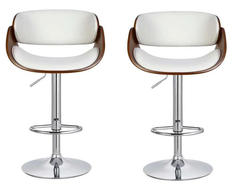 Padded Bar / Kitchen Counter Stools  Set of 2-White / Brown Colour