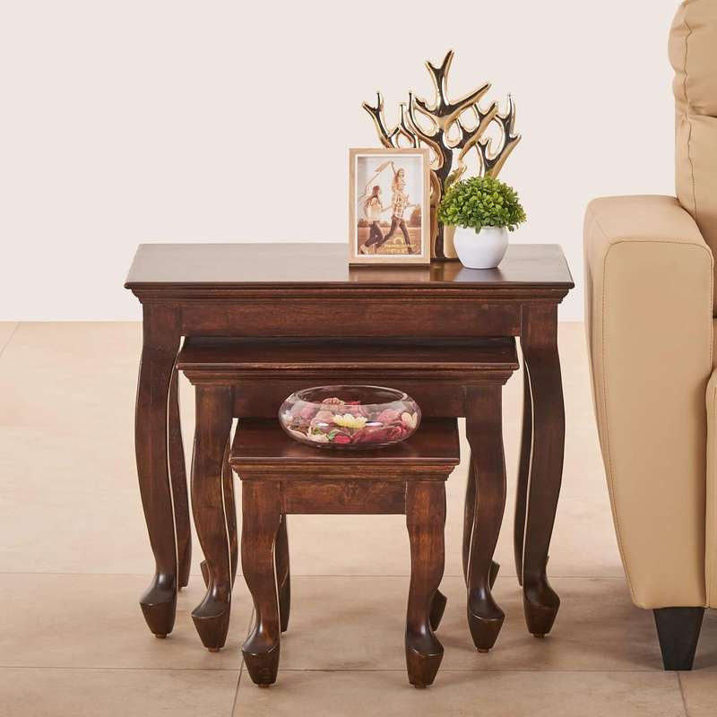 Coffee Table Set-Three Piece - Laminate Foil Finish - Brown Colour
