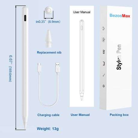 Pad Pencil 2nd Gen Magnetic Wireless/Type-C Charging Palm Rejection & Tilt