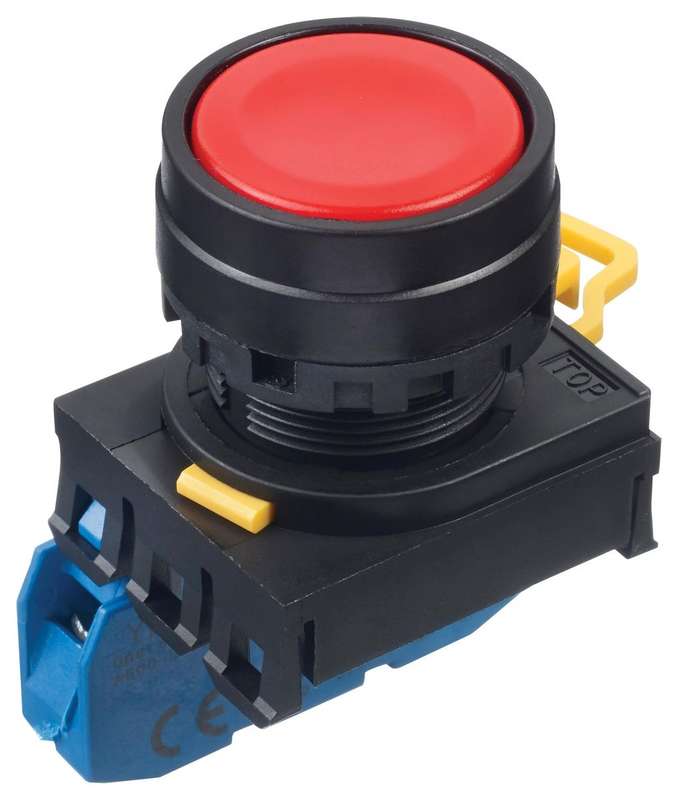 Idec (YW1B-M1E10R) Industrial Pushbutton Switch, YW, 22.3 mm, SPST-NO