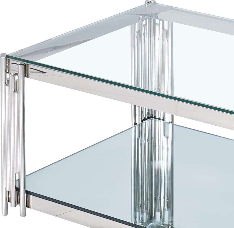 Coffee Tables -Rectangular Tempered Glass Top with Steel Frame-CS-12