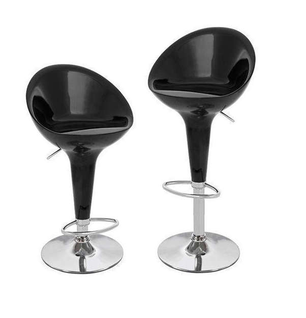 Bar Stools / Kitchen Counter Breakfast Chairs-ABS - Pack of 2  - Black