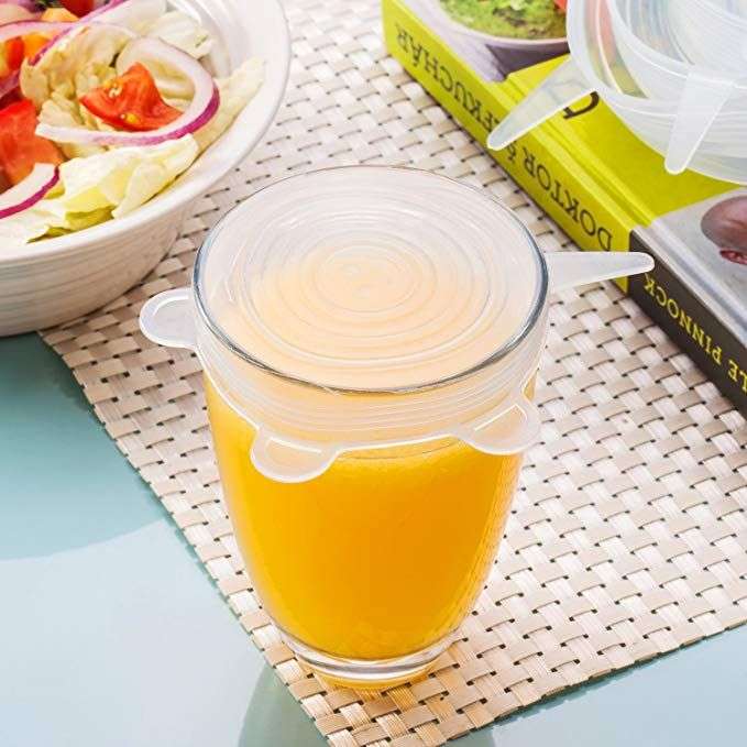 Silicone stretchable reusable lids - Set of 6