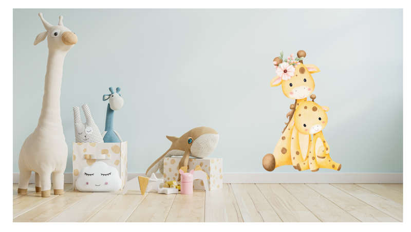 Safari Dreams: Mother and Baby Giraffe Wall Vinyl