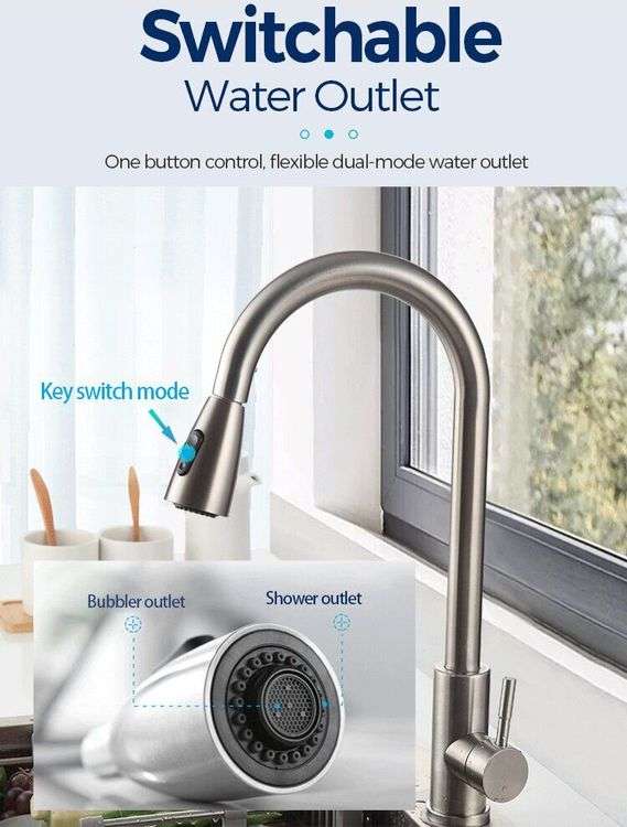 304 Kitchen Pull-out Faucet Retractable Rotating Faucet