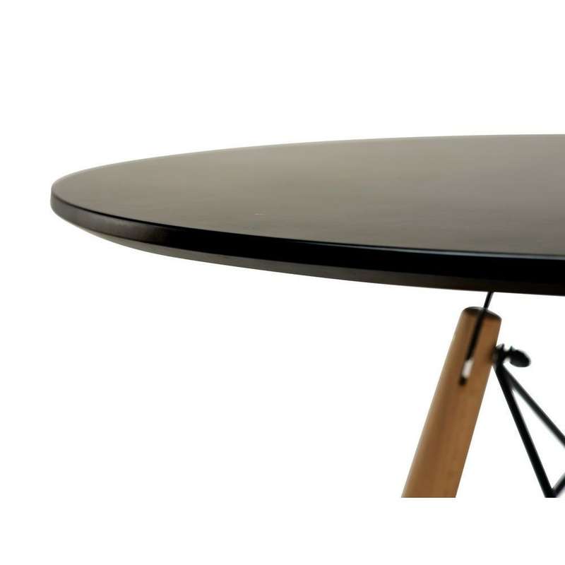 Dining Suites - Rounded Table with Three Wooden Leg Chairs - Black Colour