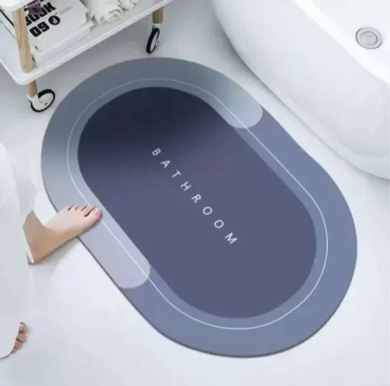 Ultra Water Absorbent Non-Slip Oval Bath Mat - Set of 2