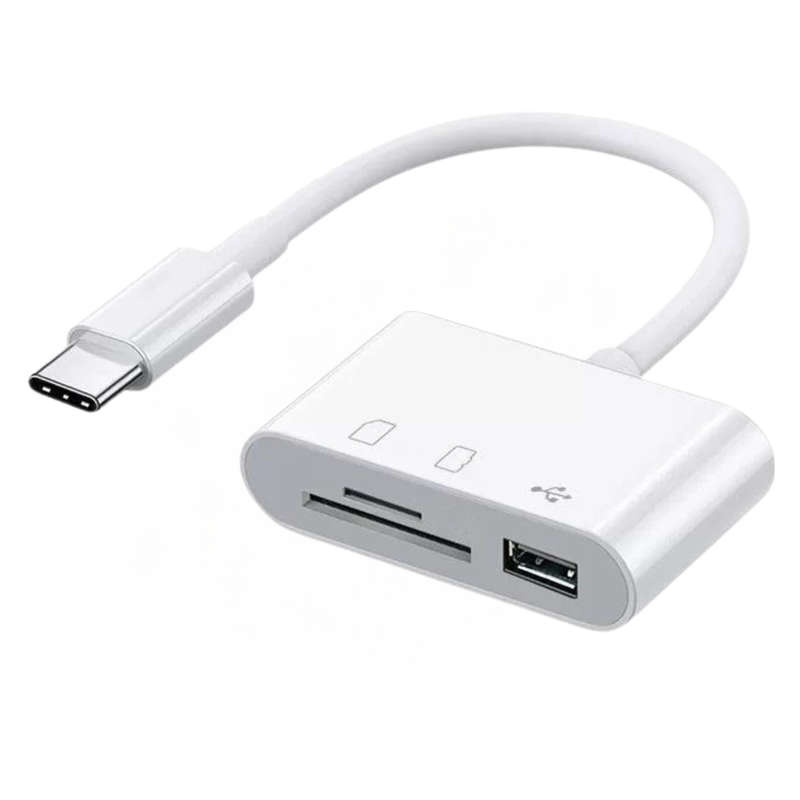 Type-C OTG 3-in-1 Card Reader  USB 2.0 SD/MicroSD/TF Card Adapter for Android, MacBook, Laptop...