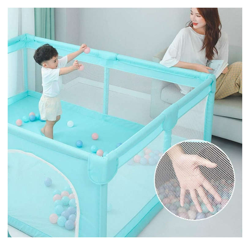 Baby and Toddler Double Door Safety Play Pen with 360 Views - Blue