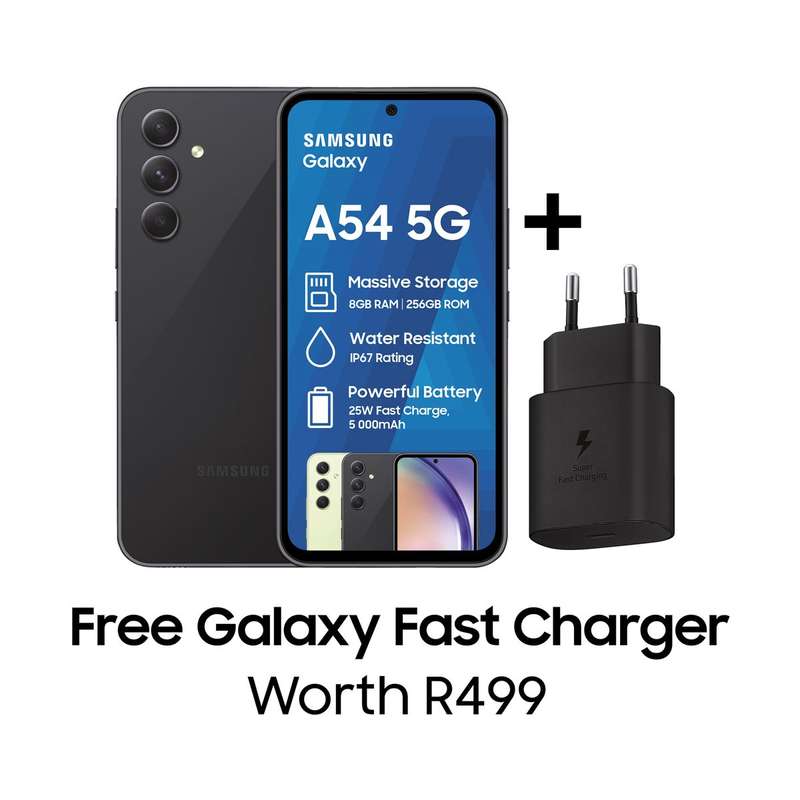 Samsung Galaxy A54 5G 256GB Dual Sim - Awesome Graphite + Samsung Original Fast Charger + Cover