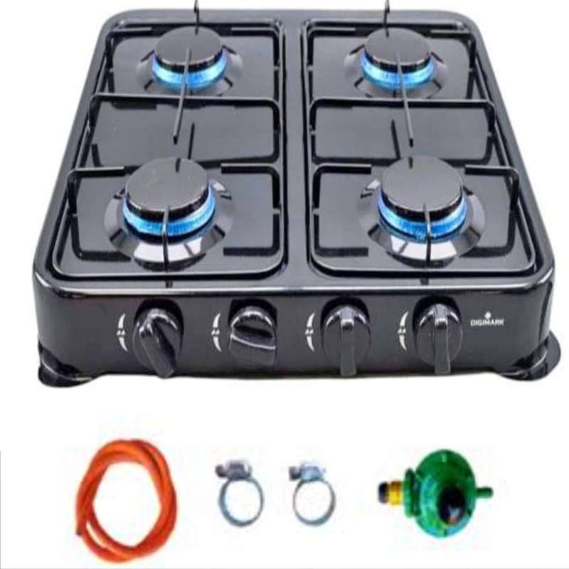 Digimark Stainless Steel 4-Burner Gas Stove with Gas Regulator