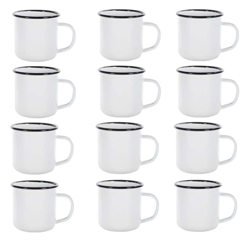Rustic Retro Camping Enamel Mugs (Set of 12) 8cm