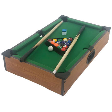 Kids Mini Wooden Table Top Pool Play Set Felt Surfaces Snooker Game