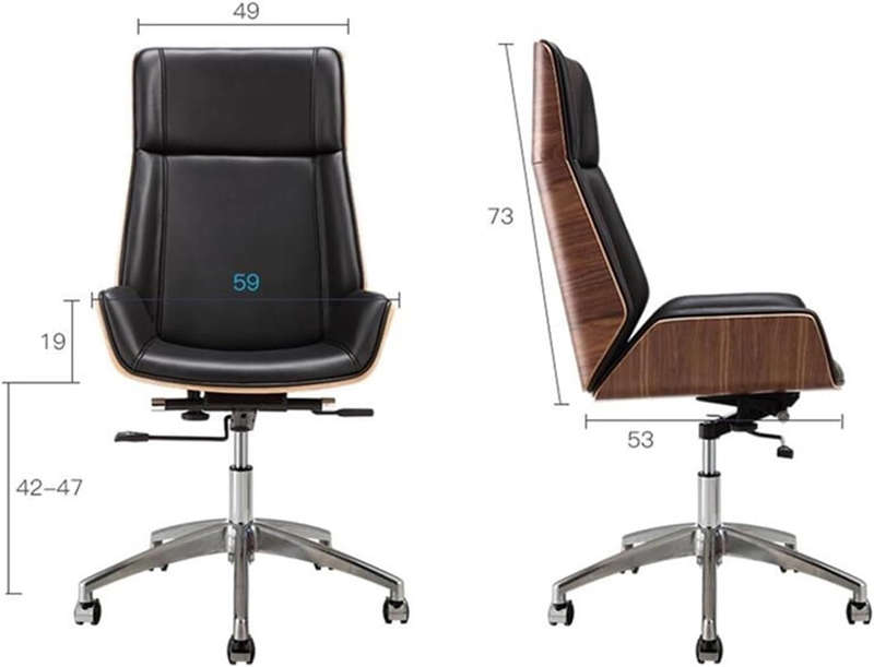 Office Chairs - Executive Brown Wooden Base Microfiber Leather Top - Black