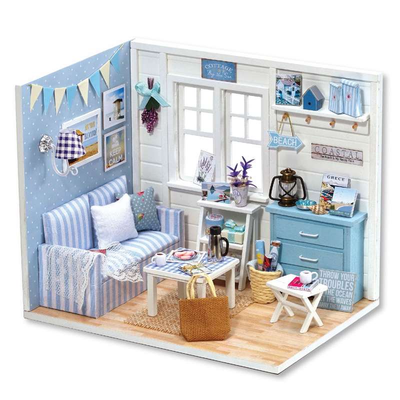 CUTEROOM DIY Miniature House - Fresh Sunshine Light Blue Room