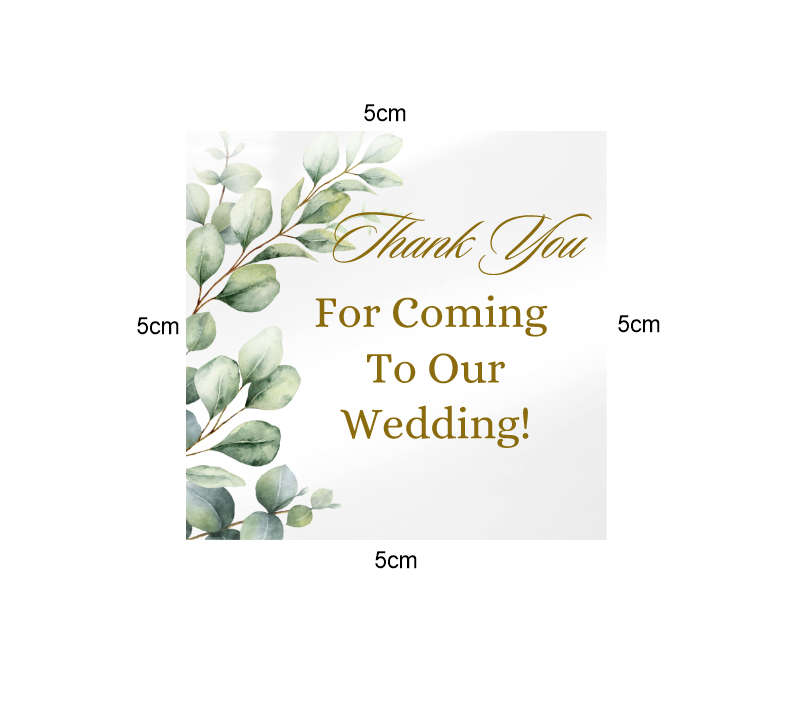 Wedding Thank You For Coming - Clear Vinyl Stickers - Pack of 100