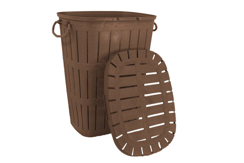 62L Brown Laundry Basket with Rope Handles and Hinged Lid (PLEASE READ DESCRIPTION)